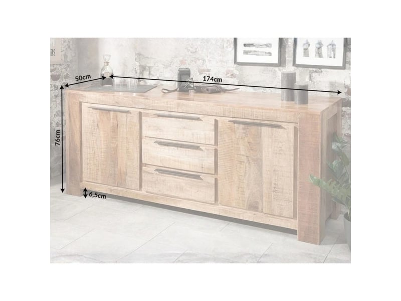  Buffet loden 174 cm en bois massif de manguier – 2 portes, 3 tiroirs et nombreux rangements  - Conforama C
