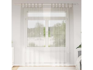 Lot de 2 rideaux en voile, voilage crème 225 x 140 cm polyester cf43898