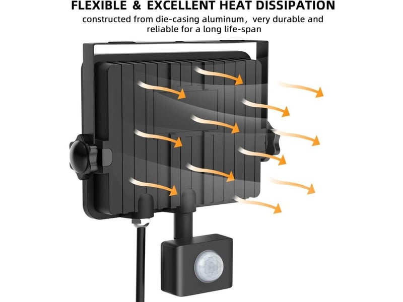  30w projecteur led détecteur de mouvement 6500k blanc froid ip66 pour jardin, garage  - Conforama B