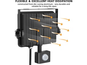 30w projecteur led détecteur de mouvement 6500k blanc froid ip66 pour jardin, garage