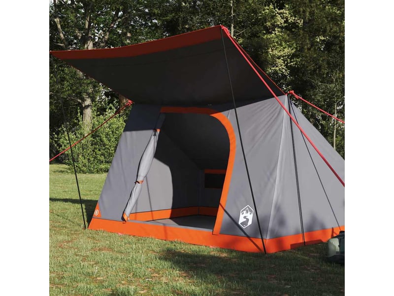 Tente de camping 4 personne gris et orange taffetas imperméable shl32958 - Conforama C