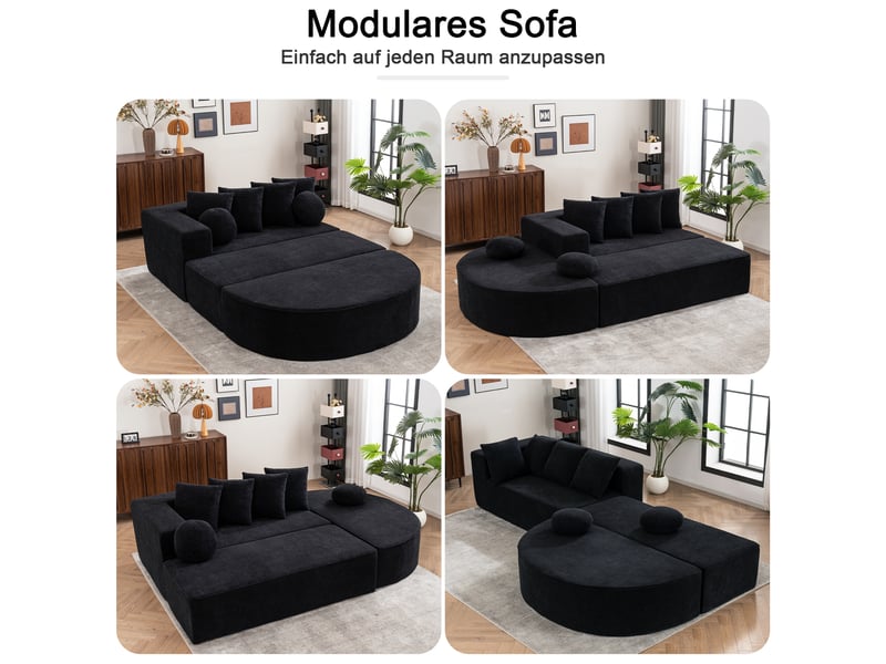  Canapé modulable, canapé de salon — style cloud, sans montage, en tissu chenille, sans cadre  - Conforama R