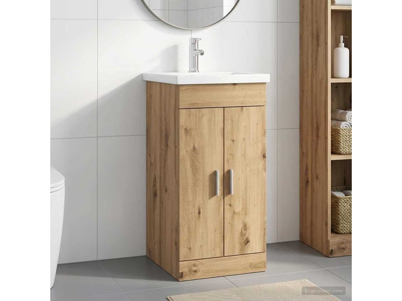  Meuble de salle de bain avec évier chêne artisanal shl9918  - Conforama B