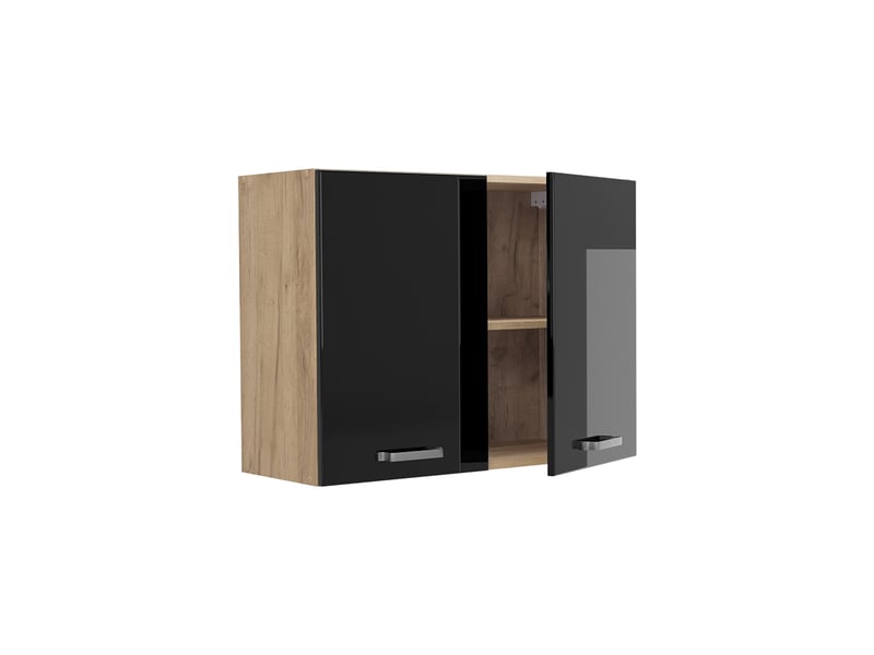  Vicco armoire en verre, noir haute brillancechêne doré, 80cm  - Conforama C