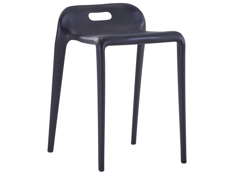  Lot de 4 tabourets empilables noir plastique  - Conforama D