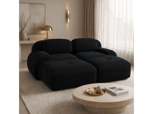 Canapé modulable modenvie 2 places sans cadre en velours côtelé noir 208 x 178 x 70 cm