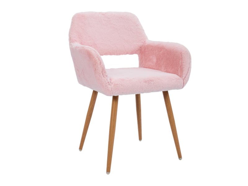  Chaises de salle à manger en fourrure synthétique – style mid-century, pieds en acier laqué  - Conforama A