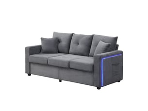 Canapé 3 places avec pouf modulable gris antique éclairage led