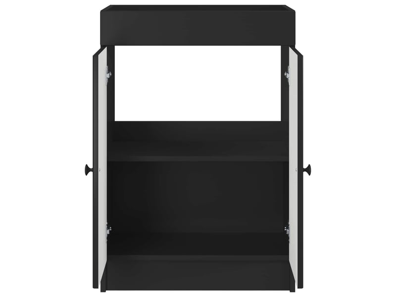  Armoire sous évier de salle de bain, meuble de rangement noir 56x37.5x81 cm shl7  - Conforama D