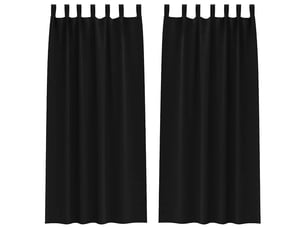 Lot de 2 rideaux occultants, rideaux black-out avec anneaux noir 225 x 140 cm cf44712