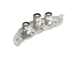Porte-bougies décoratif style shabby chic 50 x 15 x 10 cm avec 3 bougeoirs ambiance cosy en bois naturel 13_0011905