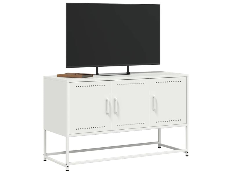  Meuble tv - banc tv - meuble de rangement blanc 100,5x39x60,5 cm acier  - Conforama D