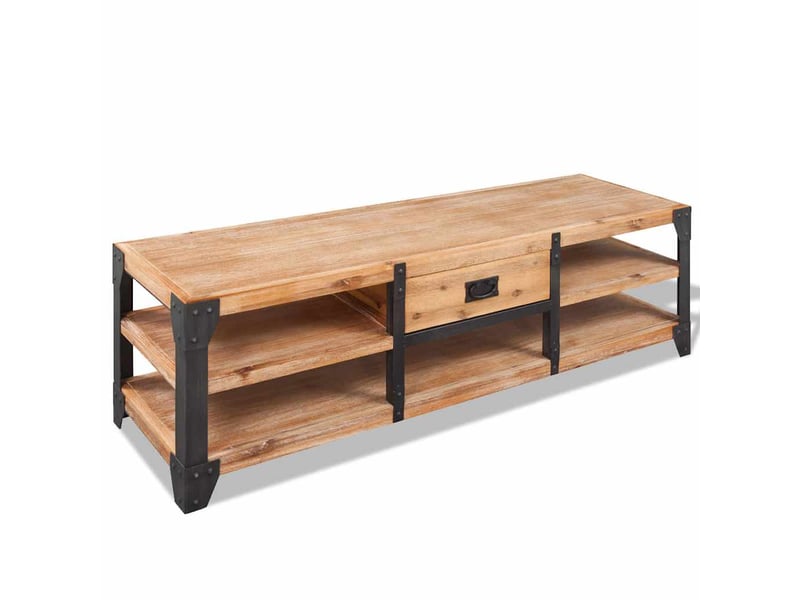 Meuble tv - banc tv - meuble de rangement 140x40x45 cm bois d'acacia massif  - Conforama B