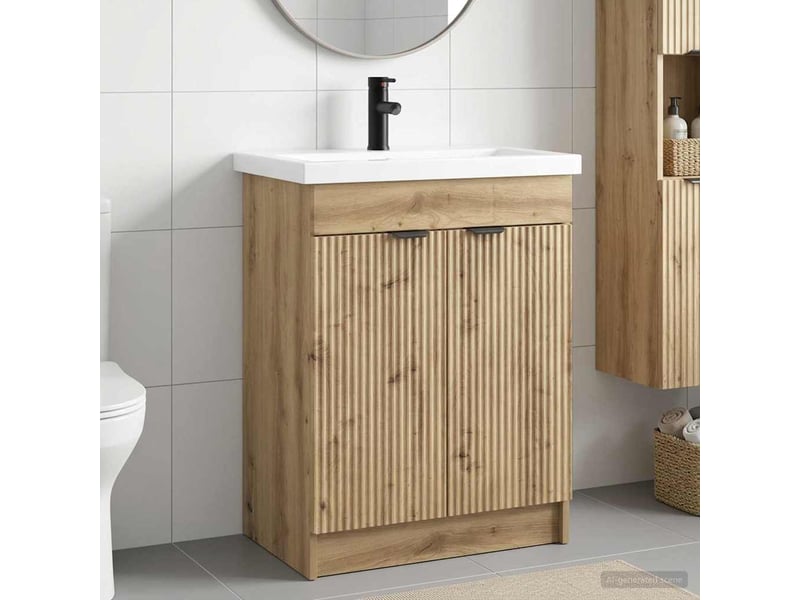 Ensemble de mobilier de salle de bain chêne artisanal shl4932 - Conforama B
