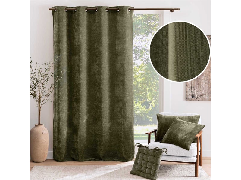  Rideau tamisant à œillets en velours chenille 140x260 cm  - Conforama E