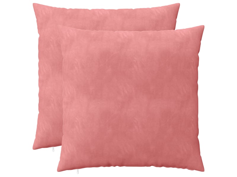 Lot de 2 coussins avec oreiller, coussins décoratifs heerlen rose velours cf50562 - Conforama A