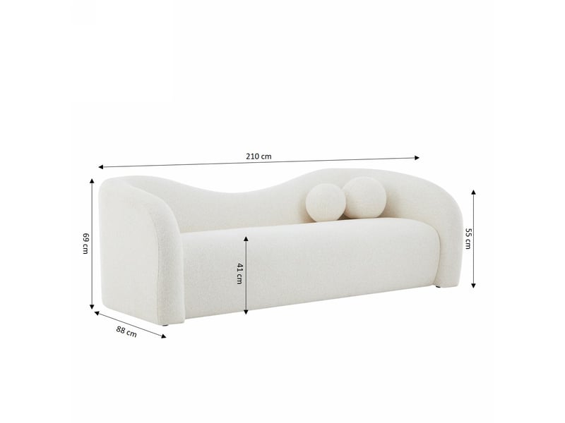 Canapé droit fixe bacala 3 places tissu chenille beige  - Conforama C