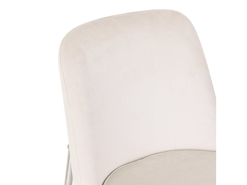  Lot de 6 chaises de salle à manger, chaises beiges avec assises rembourrées et pieds en métal argenté, en velours  - Conforama D