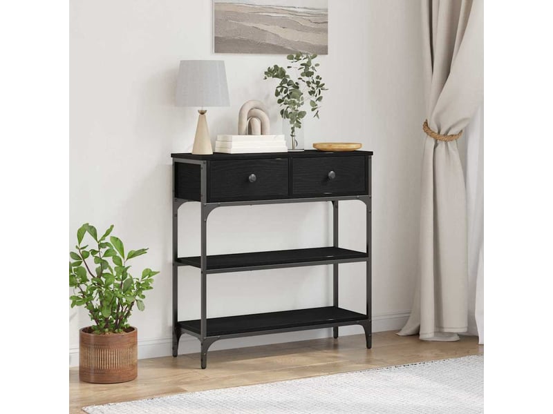  Table console - table d'appoint - table d' entrée chêne noir 72,5 x 25 x 75 cm bois d'ingénierie  - Conforama B