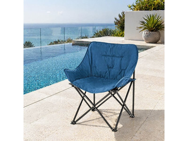  Chaise de camping pliante,63x44,5x73,5 cm,rembourrée,tissu oxford,bleu et noir  - Conforama B