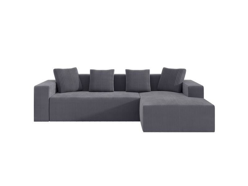 Canapé d'angle modulable modenvie 3 places en velours côtelé gris 261 x 146 x 65 cm  - Conforama A
