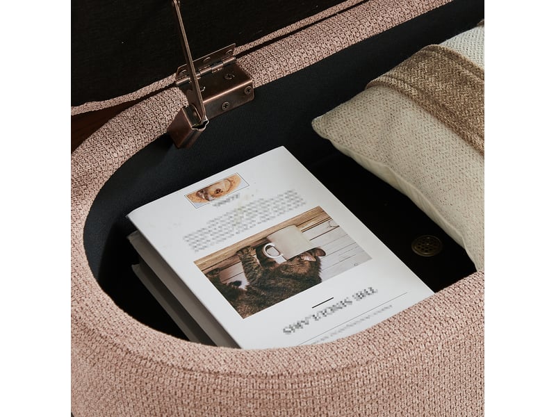 Banc de lit coffre 110x40x42 cm, rangement, banc d'entrée, bout de lit, pour chambre, salon ou couloir, chenille, rose  - Conforama E