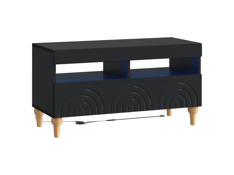 Ensemble de 3 meubles tv led noir bois d'ingénierie shl59095 - Conforama E