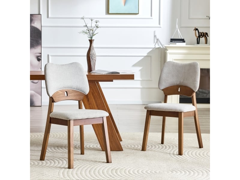 Ensemble de 2 chaises papillon en bois rembourrées – dossier papillon, salle à manger, design cuisine - Conforama B