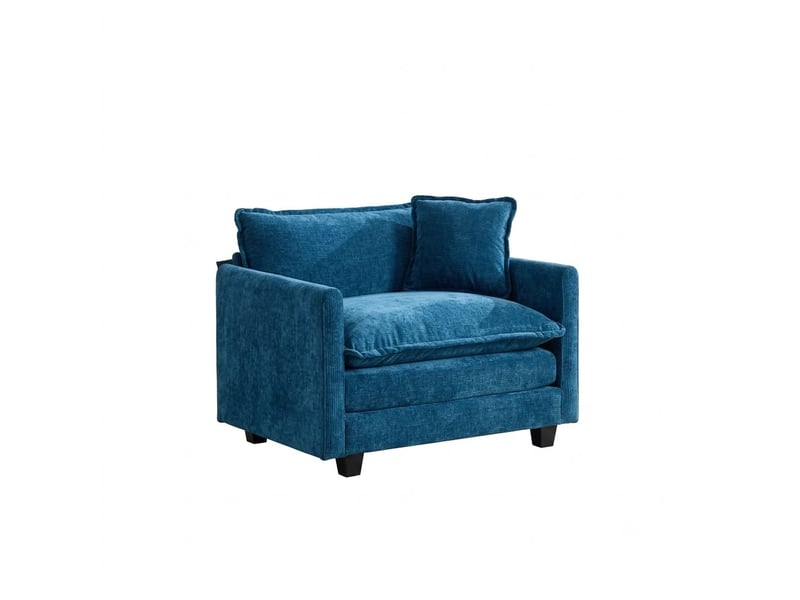  Fauteuil canapé cloud 1 place modulable - assise ergonomique ultra confortable salon - 107x75x84 cm - en tissu chenille bleu  - Conforama A