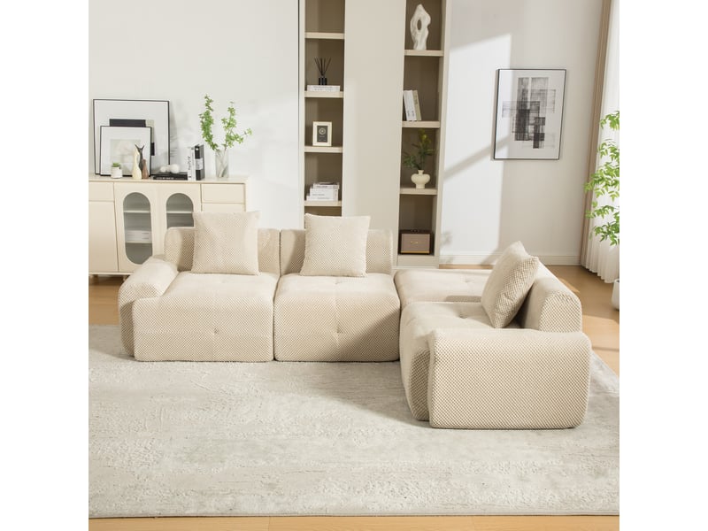  Canapé modulable en chenille 3 places sans montage base antidérapante assise moelleuse  - Conforama D
