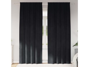 Lot de 2 rideaux, rideaux de fenêtre noir 140 x 245 cm velours cf44099