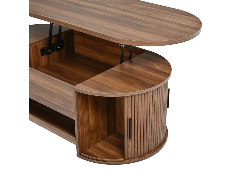  Table basse,110x55x55 cm,avec plateau relevable,mdf,coloris noyer  - Conforama E