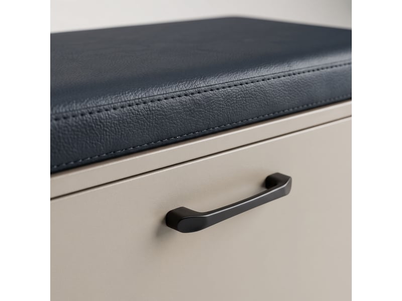  Kaizen - banc d'entrée avec étagère à chaussures 63x47x30 cm, étagère à chaussures pour 9 paires avec coussin, en bois gris tourterelle  - Conforama D