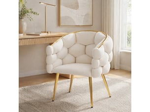 Chaises de velours luxueuses (4 pièces) - style moderne, pieds en fer doré, beiges