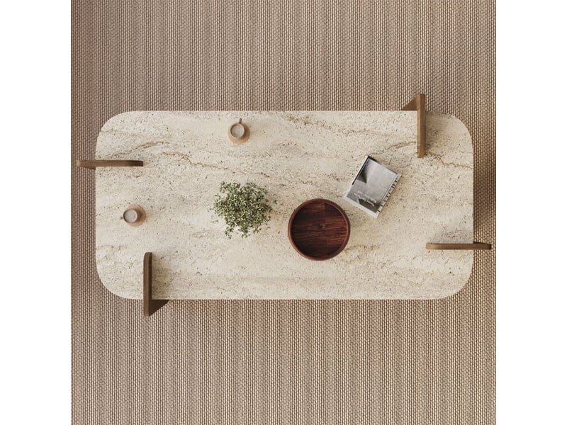  Tavolino da salotto rettangolare design moderno leapiri - beige  - Conforama C