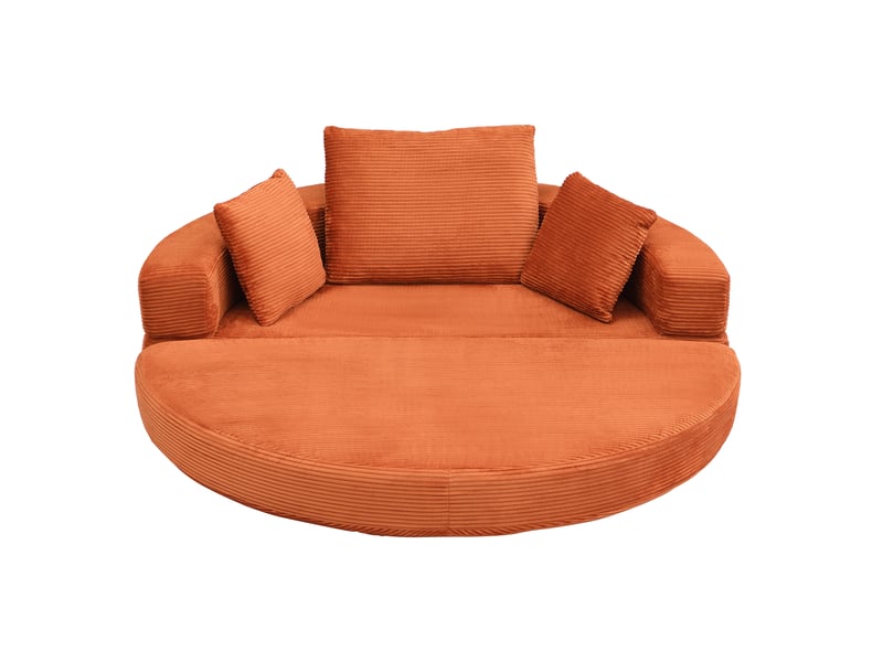  Canapé convertible en lit orange en velours côtelé, canapé-lit ovale 173 x 176 cm, 2 places pour salon et chambre  - Conforama A
