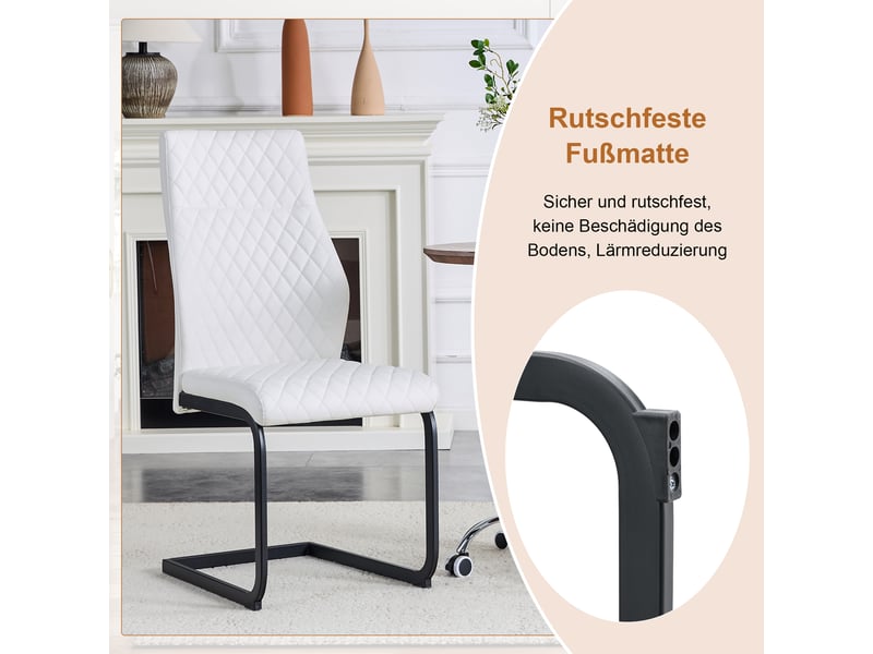 Ensemble table et chaises avec 1 table ronde et 2 chaises - verre, métal et pu - noir, transparent, blanc - Conforama E