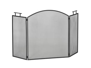 Pare-feu de cheminée à 3 panneaux 128 x 76,5 cm – noir – pliable, maille métallique et 2 poignées