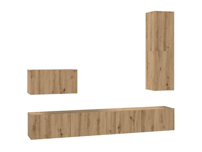  Meuble tv - banc tv - meuble de rangement mural 4 pcs chêne artisanal bois d'ingénierie  - Conforama A