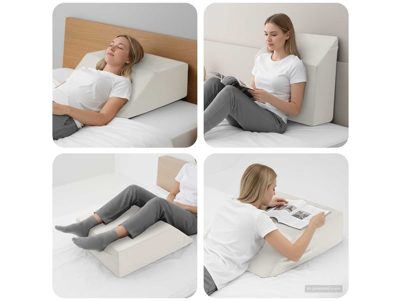 Coussin pour les jambes, oreiller 63 x 52 x 19,5 cm ferme mousse pu blanc cf56582  - Conforama B
