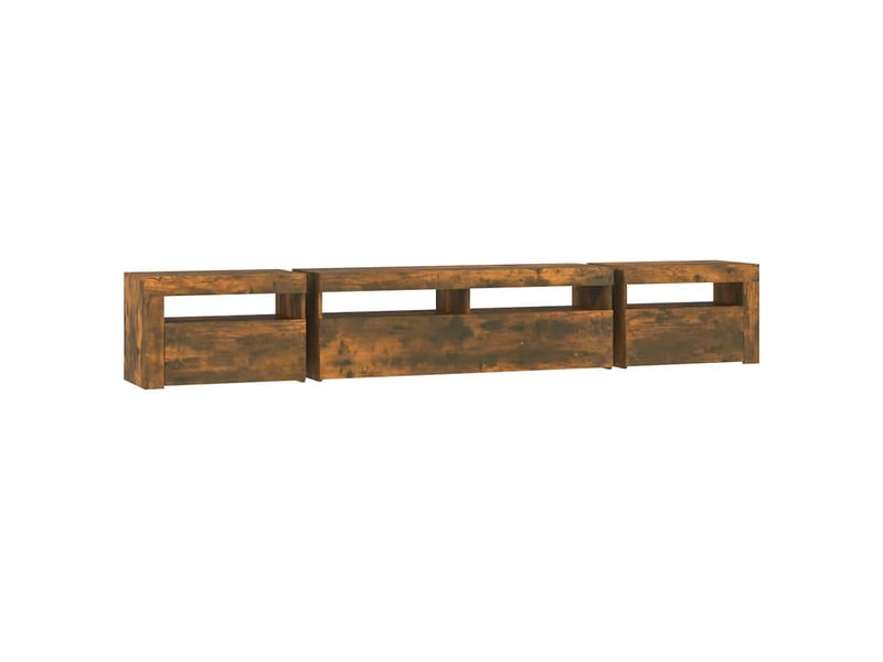  Meuble tv - banc tv - meuble de rangement avec lumières led chêne fumé 240x35x40 cm  - Conforama E