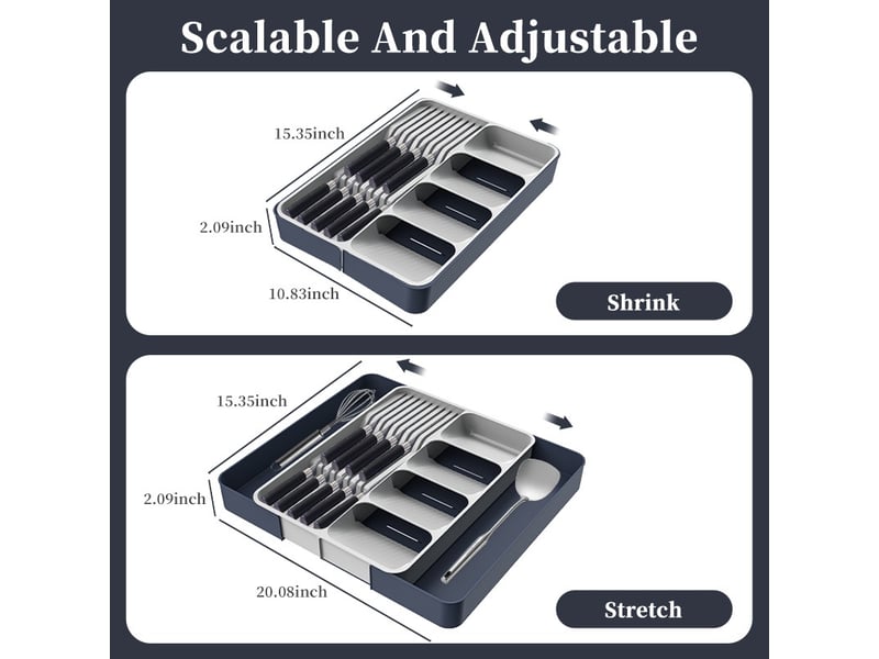  Range-couverts extensible pour tiroir – gris  - Conforama B