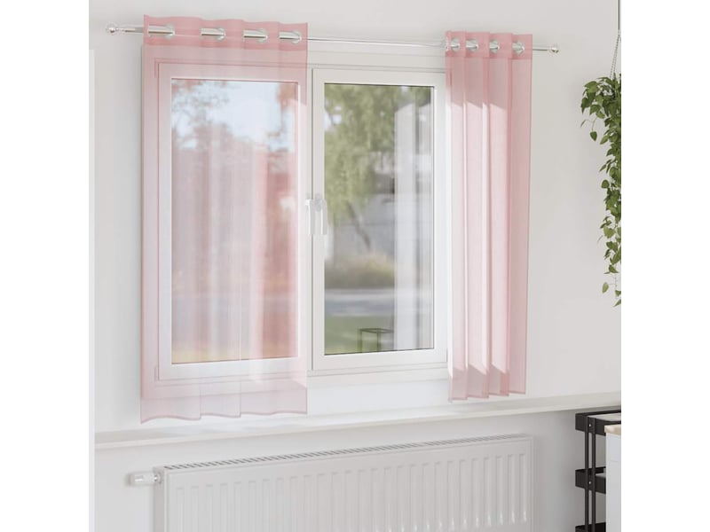 Lot de 2 rideaux en voile, voilages avec œillets rose clair 140x175 cm cf44402 - Conforama B