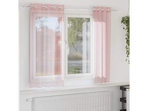 Lot de 2 rideaux en voile, voilages avec œillets rose clair 140x175 cm cf44402