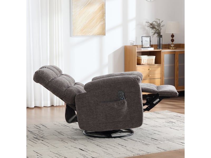  Fauteuil relax pivotant 360° gris, massage, chauffage et inclinaison manuelle  - Conforama E