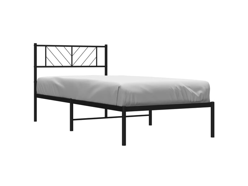  Lit simple- lit adulte -  cadre de lit métal sans matelas avec tête de lit noir 90x200 cm  - Conforama B