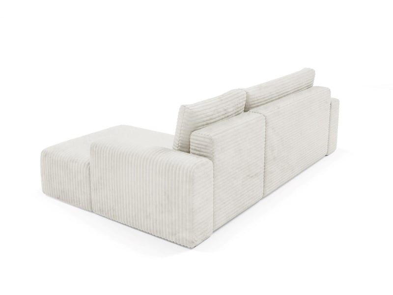  Canapé d'angle convertible en velours côtelé sontii creme  - Conforama E
