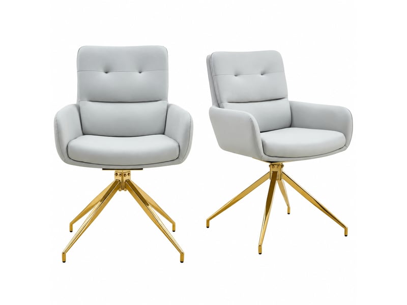 Lot de 2 chaises de salle à manger pivotantes,55x50x85 cm,pu et métal doré,gris clair - Conforama A