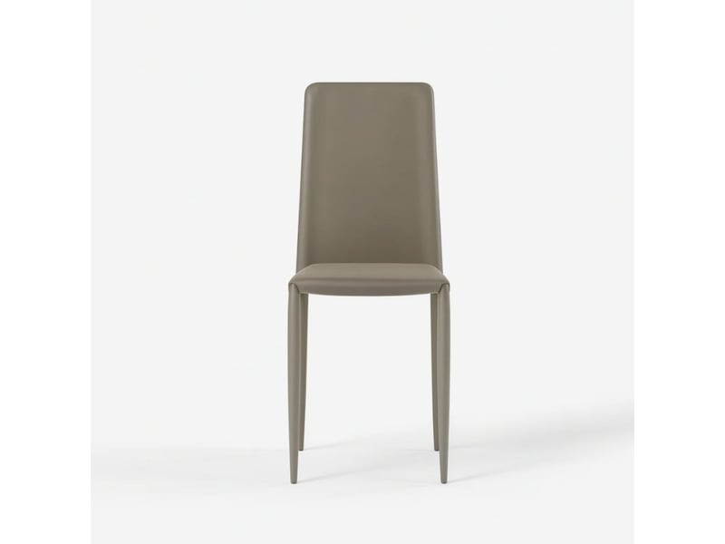  Lot de 4 chaises de salle à manger empilables en similicuir arianna - gris tourterelle  - Conforama E