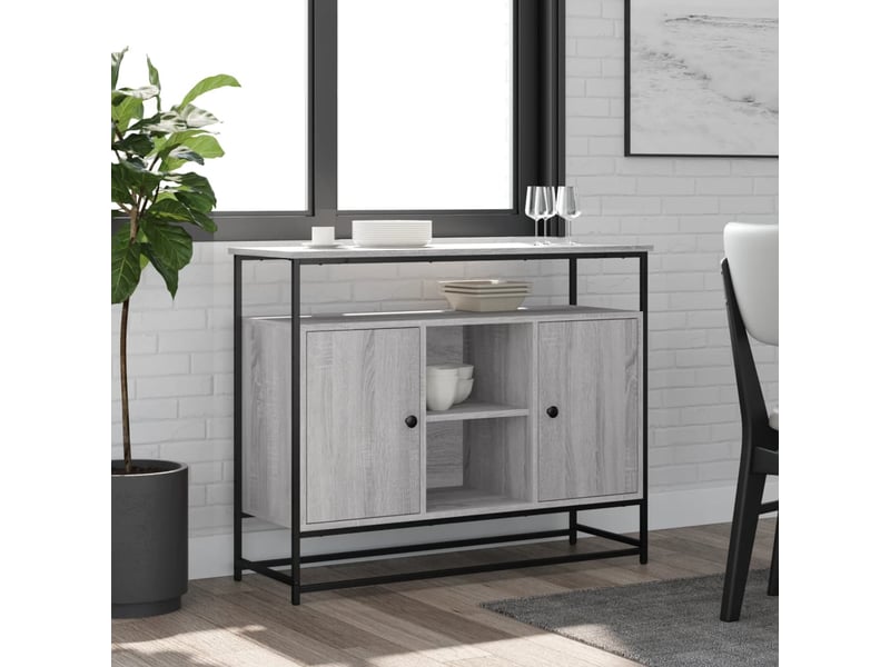  Buffet - bahut - meuble de rangement sonoma gris 100x35x80 cm bois d'ingénierie  - Conforama B